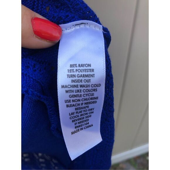 Kim Rogers Women's Delta Blue Closed Knit Ribbed Pullover Sweater Size 1X - Picture 4 of 5